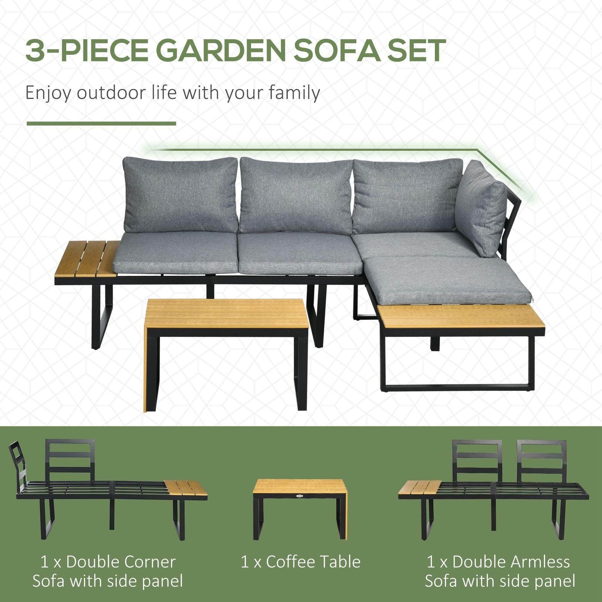Outsunny 4-Seater Outdoor Sofa Set - ALL4U RETAILER LTD