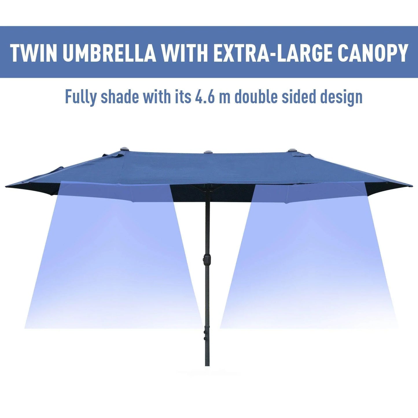 Outsunny 4.6m Outdoor Sun Umbrella - Blue - ALL4U RETAILER LTD