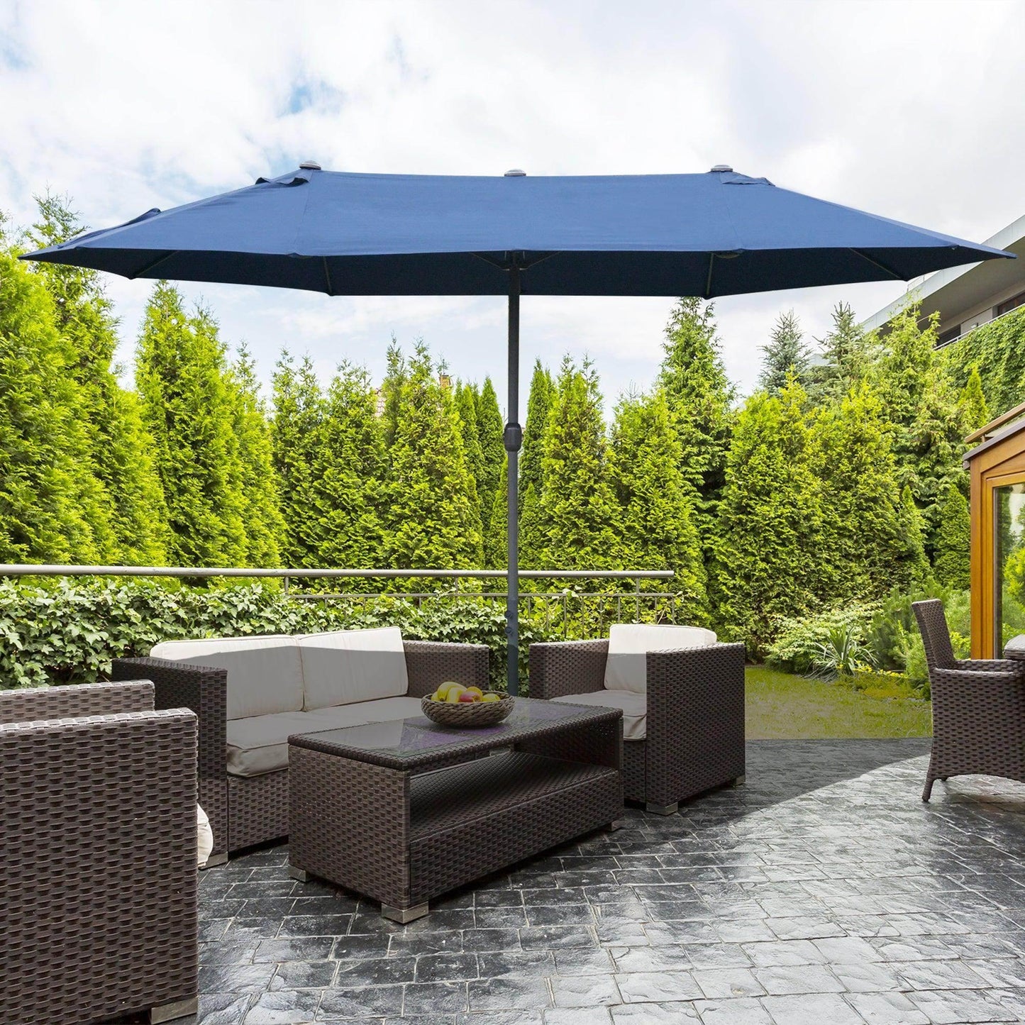 Outsunny 4.6m Outdoor Sun Umbrella - Blue - ALL4U RETAILER LTD