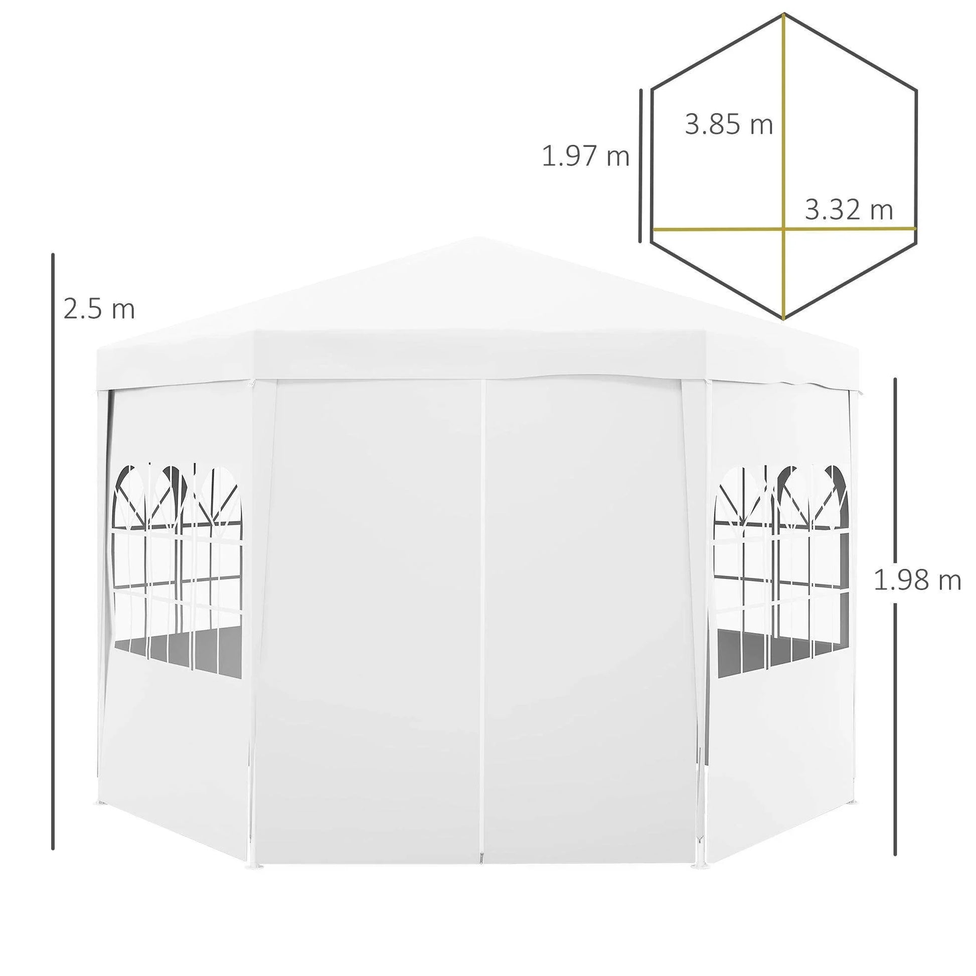 Outsunny 4 m Party Tent Wedding Gazebo Outdoor Waterproof PE Canopy Shade with 6 Removable Side Walls - ALL4U RETAILER LTD
