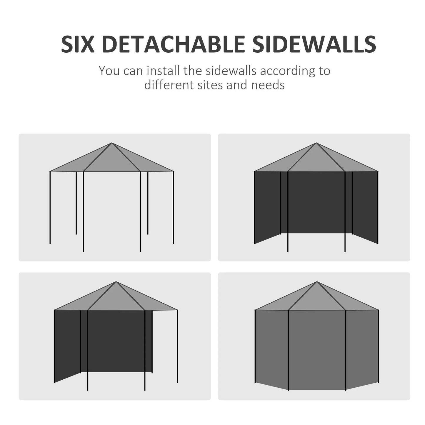 Outsunny 4 m Party Tent Wedding Gazebo Outdoor Waterproof PE Canopy Shade with 6 Removable Side Walls - ALL4U RETAILER LTD