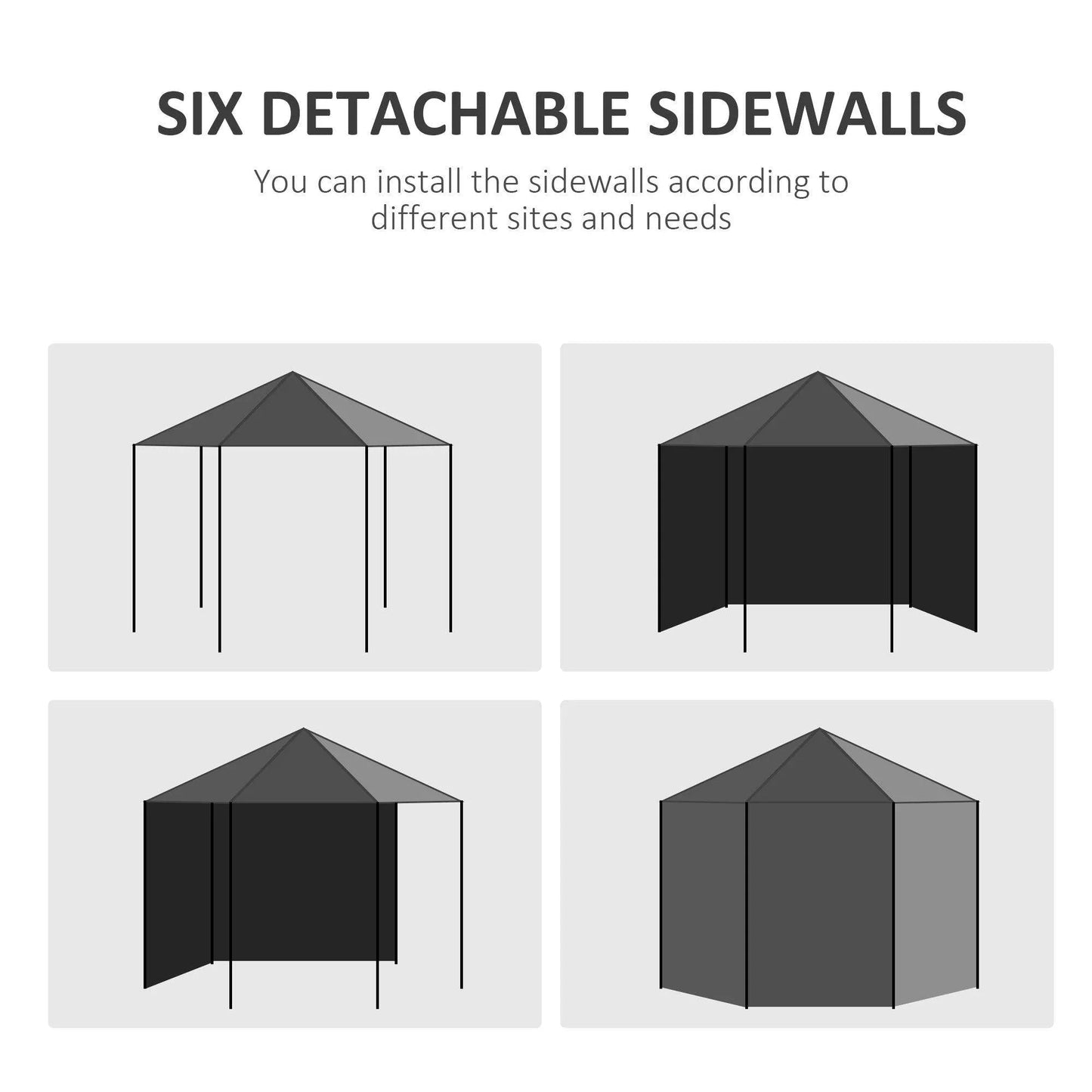 Outsunny 4 m Party Tent Wedding Gazebo Outdoor Waterproof PE Canopy Shade with 6 Removable Side Walls - ALL4U RETAILER LTD