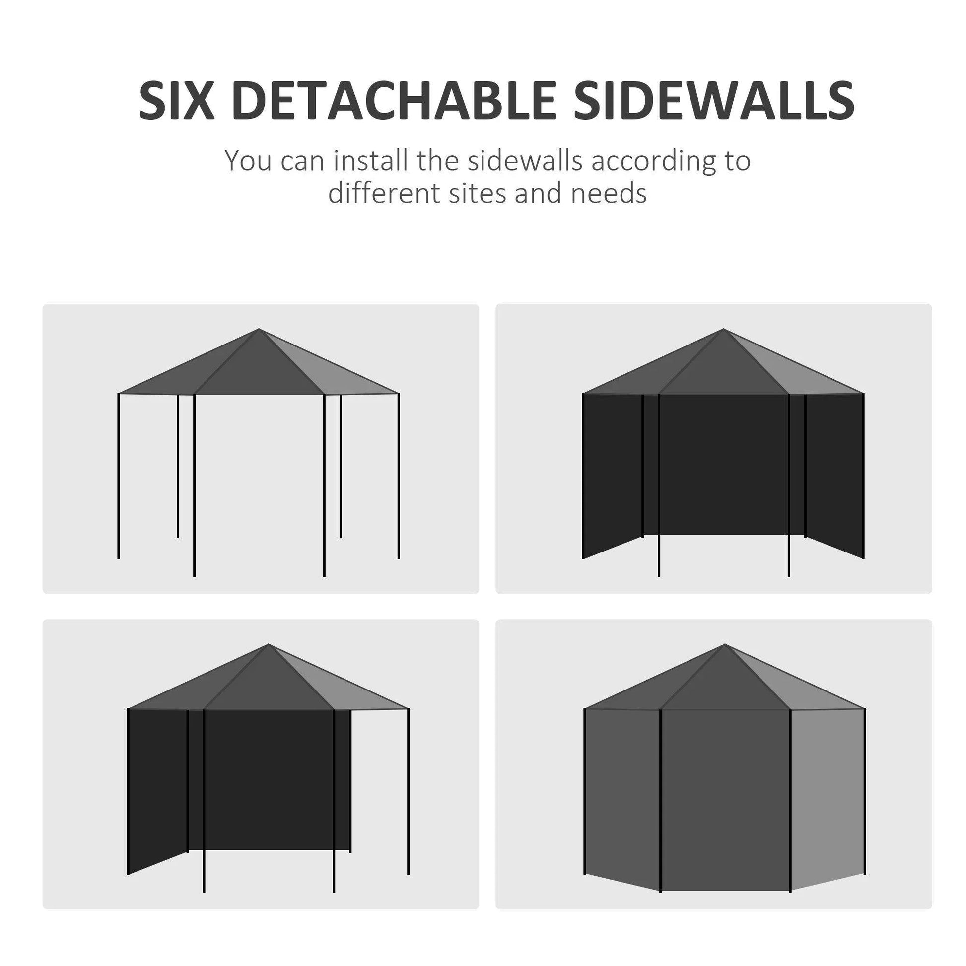 Outsunny 4 m Party Tent Wedding Gazebo Outdoor Waterproof PE Canopy Shade with 6 Removable Side Walls - ALL4U RETAILER LTD