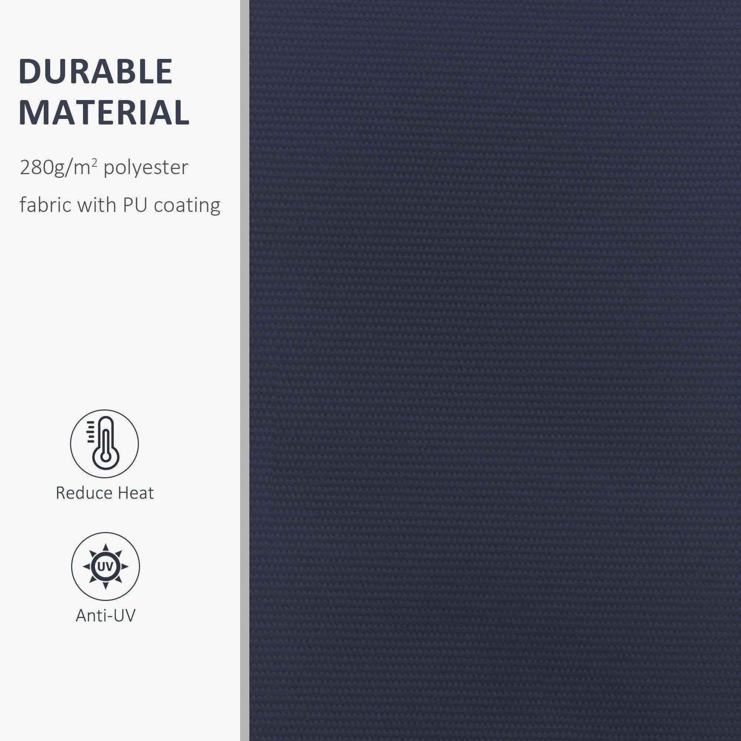 Durable dark blue polyester awning fabric with PU coating, reduce heat and anti-UV features