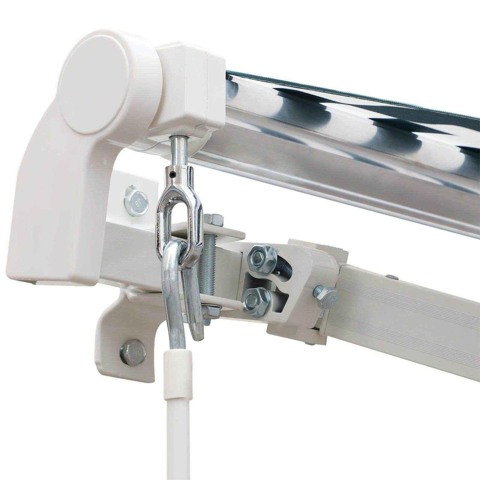Close-up of green and white Outsunny manual retractable awning frame, ALL4U RETAILER LTD