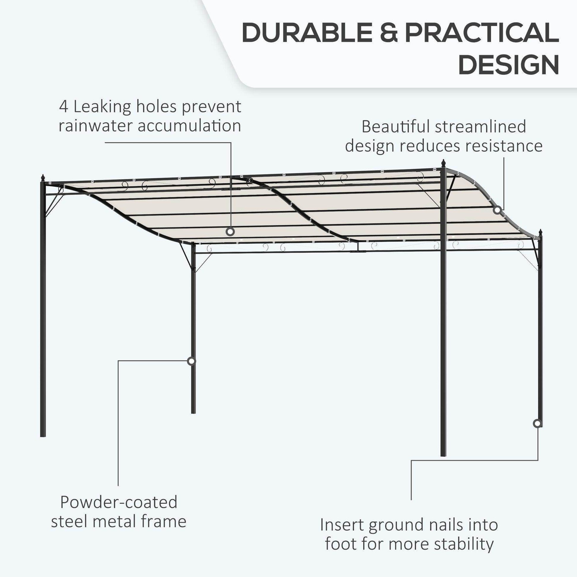 Outsunny 4x3m Metal Wall Gazebo - Cream - ALL4U RETAILER LTD