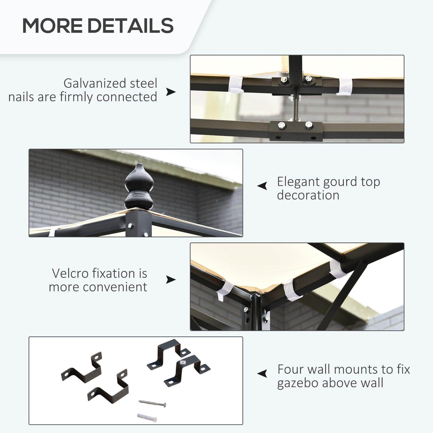 Outsunny 4x3m Metal Wall Gazebo - Cream - ALL4U RETAILER LTD