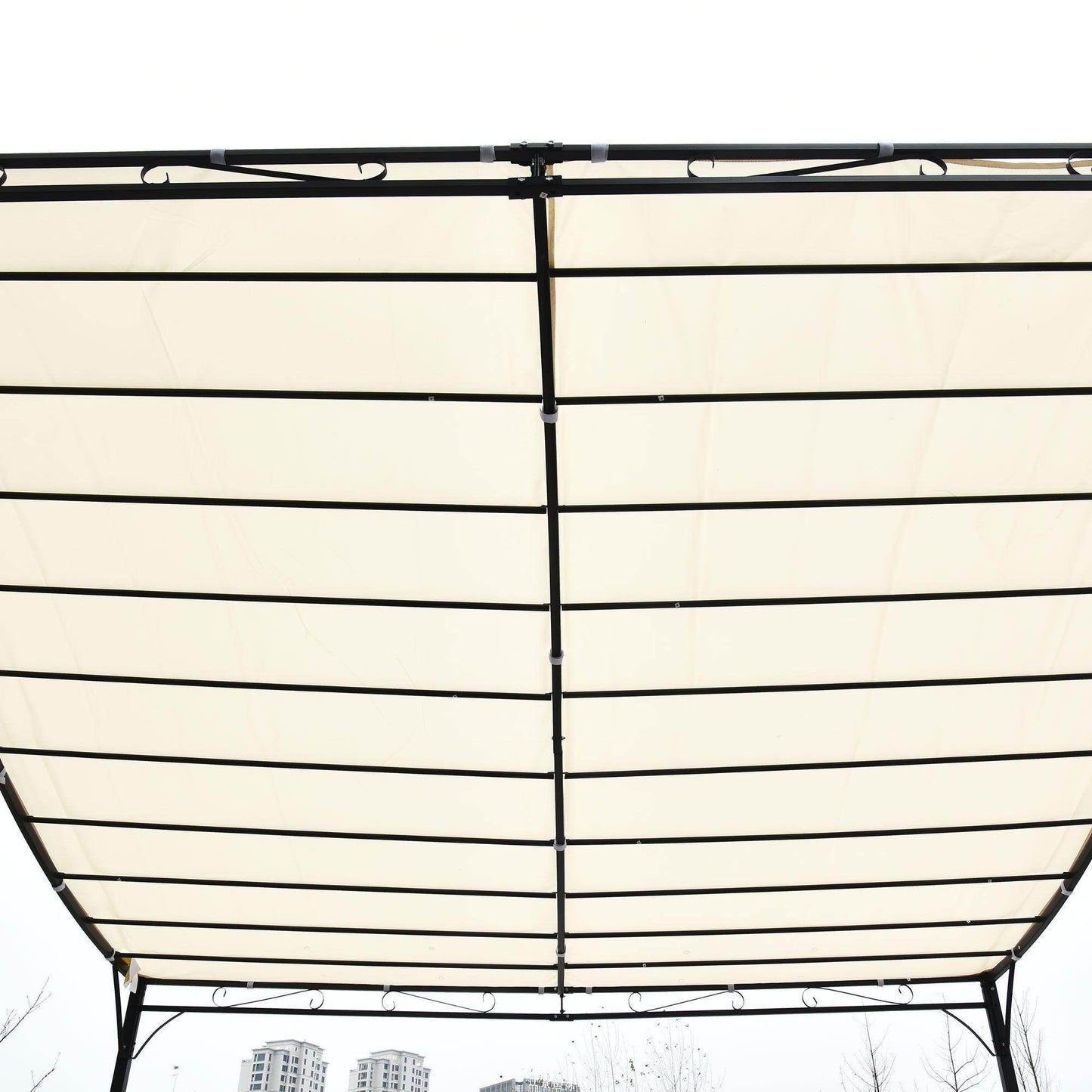 Outsunny 4x3m Metal Wall Gazebo - Cream - ALL4U RETAILER LTD