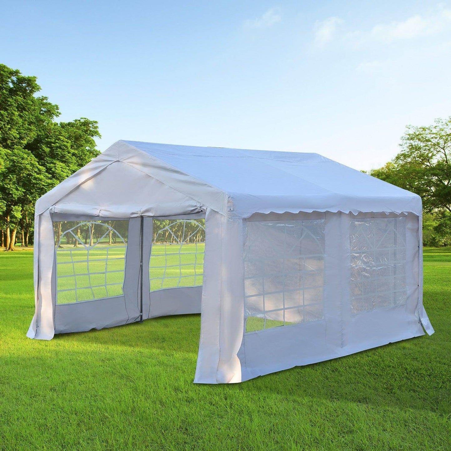 Outsunny 4x4m White Gazebo Marquee Party Tent with Steel Frame - ALL4U RETAILER LTD