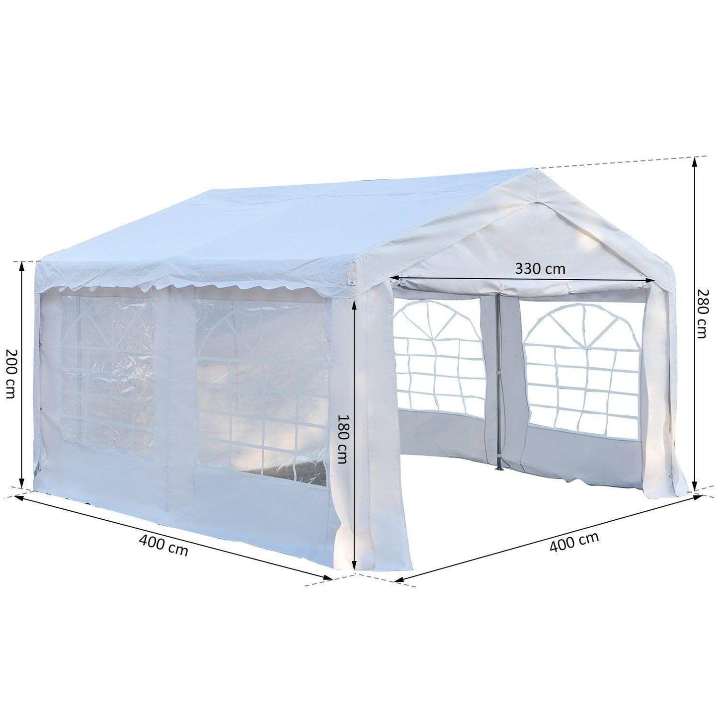 Outsunny 4x4m White Gazebo Marquee Party Tent with Steel Frame - ALL4U RETAILER LTD