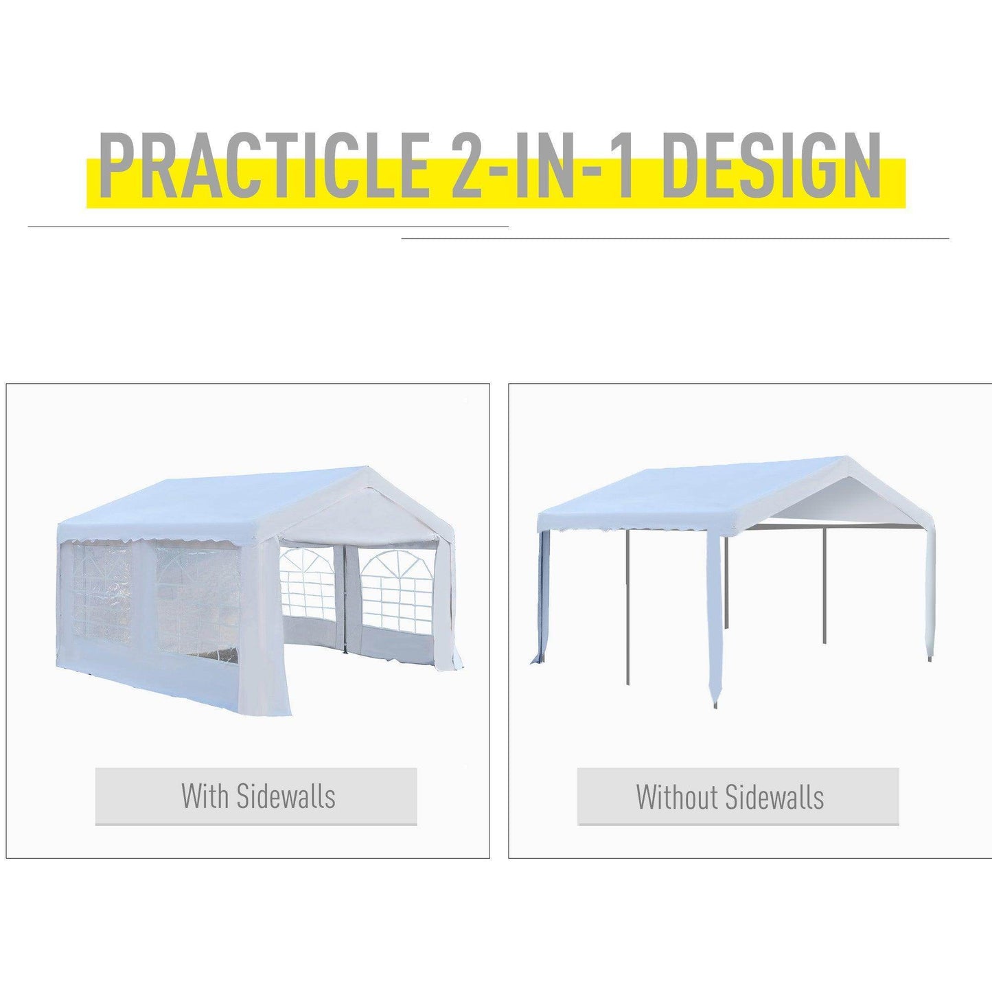 Outsunny 4x4m White Gazebo Marquee Party Tent with Steel Frame - ALL4U RETAILER LTD