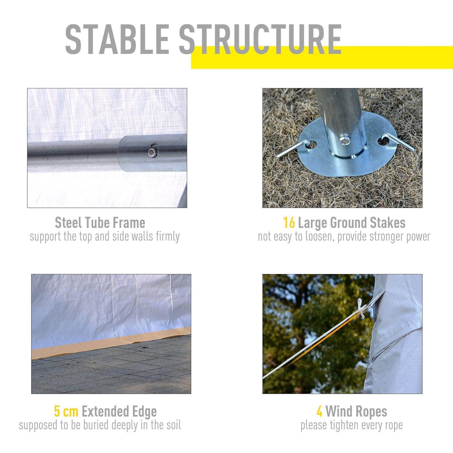 Outsunny 4x4m White Gazebo Marquee Party Tent with Steel Frame - ALL4U RETAILER LTD