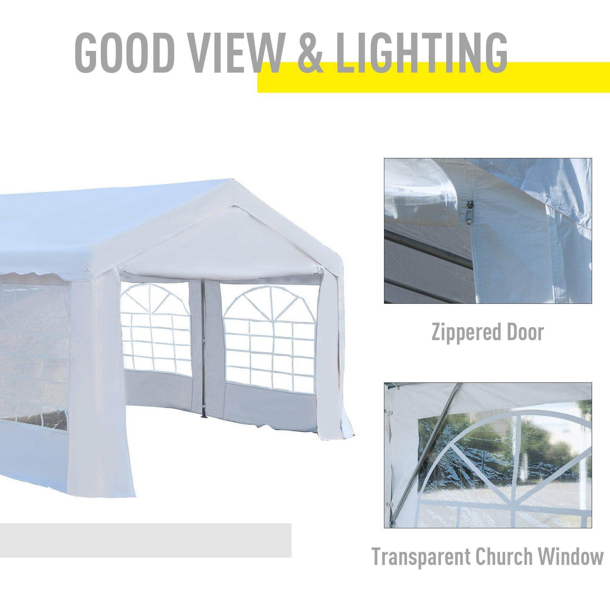 Outsunny 4x4m White Gazebo Marquee Party Tent with Steel Frame - ALL4U RETAILER LTD