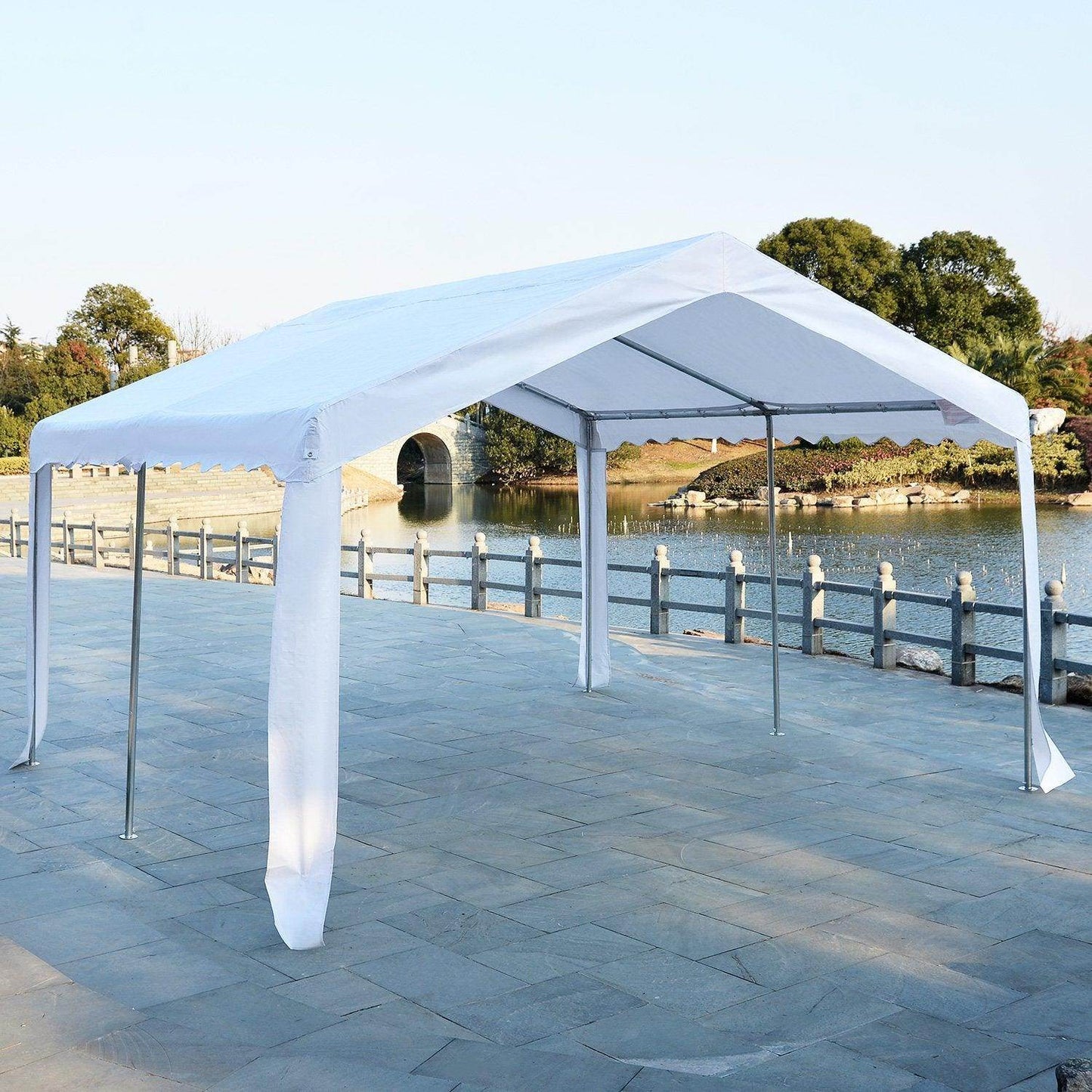 Outsunny 4x4m White Gazebo Marquee Party Tent with Steel Frame - ALL4U RETAILER LTD