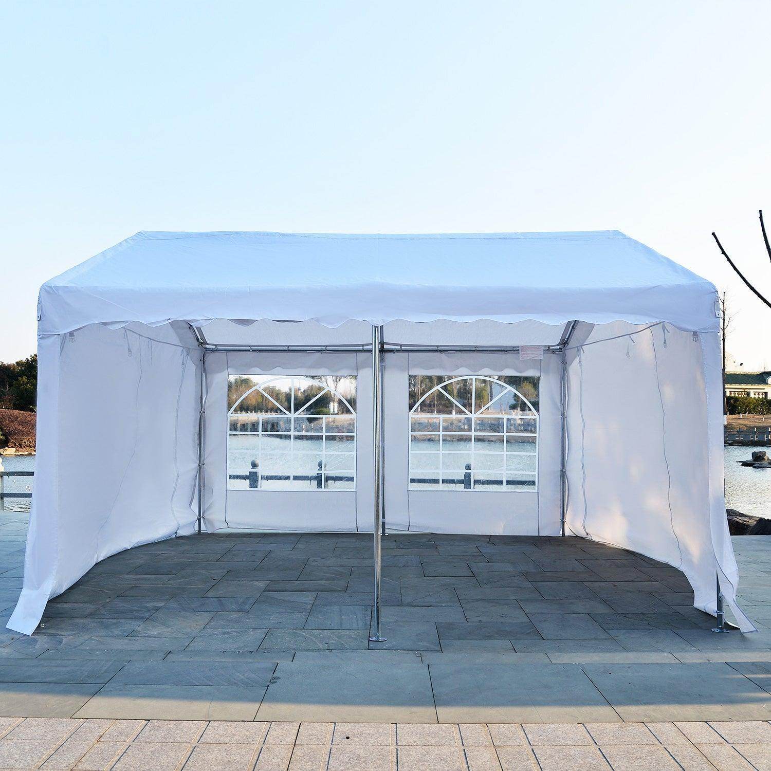 Outsunny 4x4m White Gazebo Marquee Party Tent with Steel Frame - ALL4U RETAILER LTD