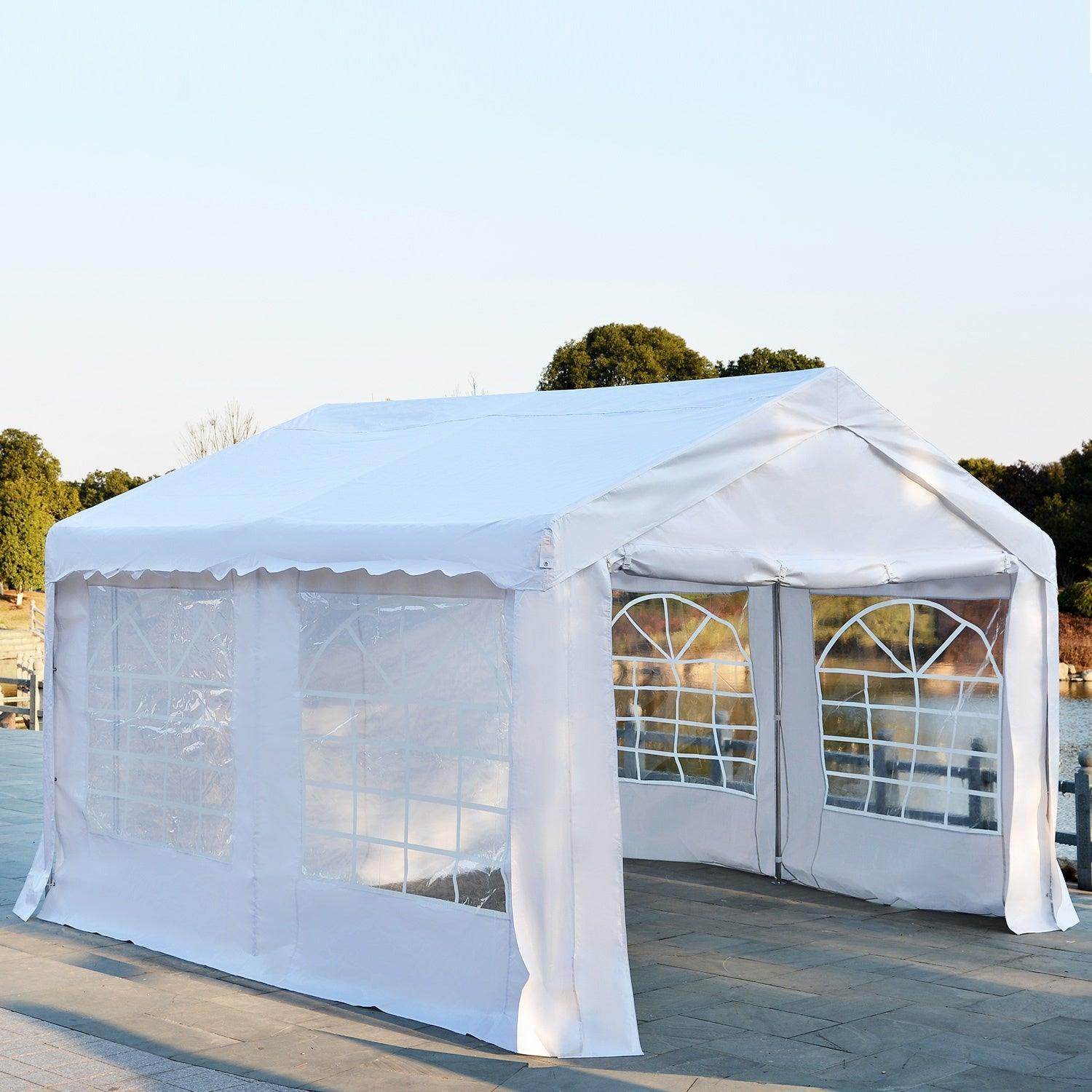 Outsunny 4x4m White Gazebo Marquee Party Tent with Steel Frame - ALL4U RETAILER LTD