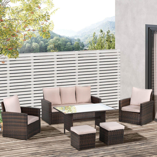 Outsunny 6-Piece Patio Dining Set with Cushions - ALL4U RETAILER LTD