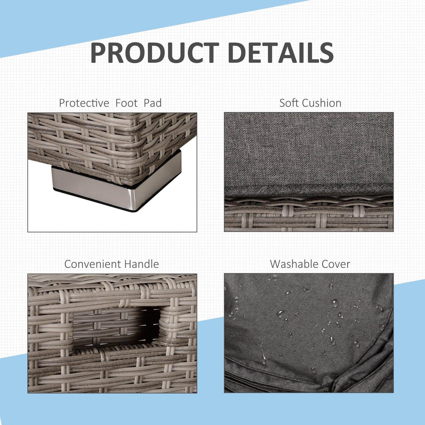 Outsunny 6-Seater Outdoor Rattan Furniture Set - Grey - ALL4U RETAILER LTD