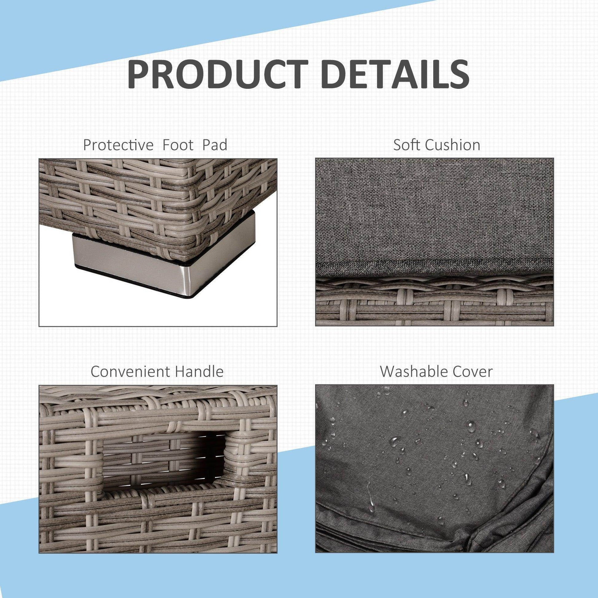 Outsunny 6-Seater Outdoor Rattan Furniture Set - Grey - ALL4U RETAILER LTD