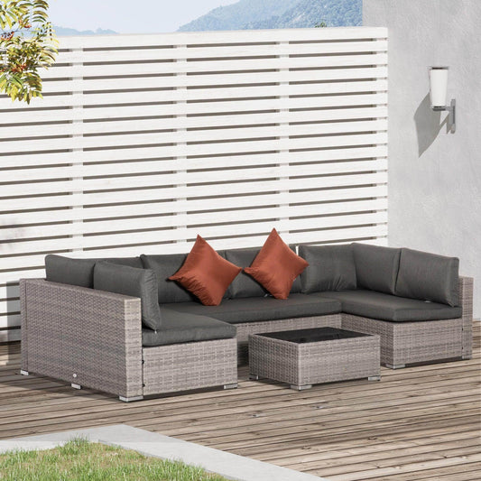 Outsunny 6-Seater Outdoor Rattan Sofa Set - ALL4U RETAILER LTD