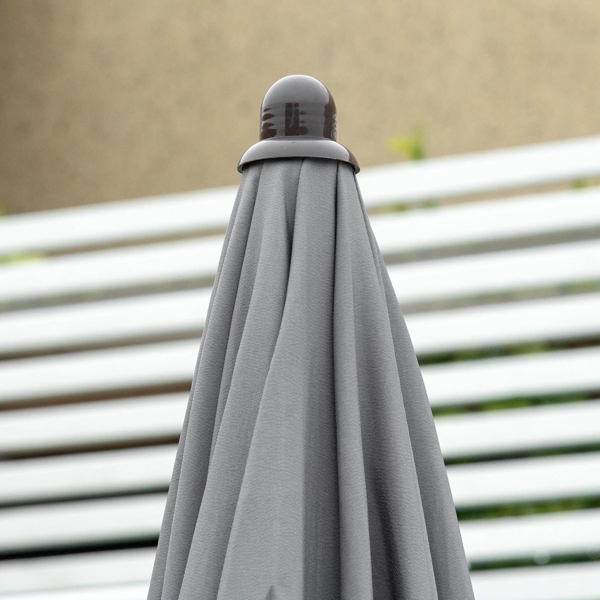 Outsunny 6 Piece Patio Dining Set with Umbrella - Grey - ALL4U RETAILER LTD