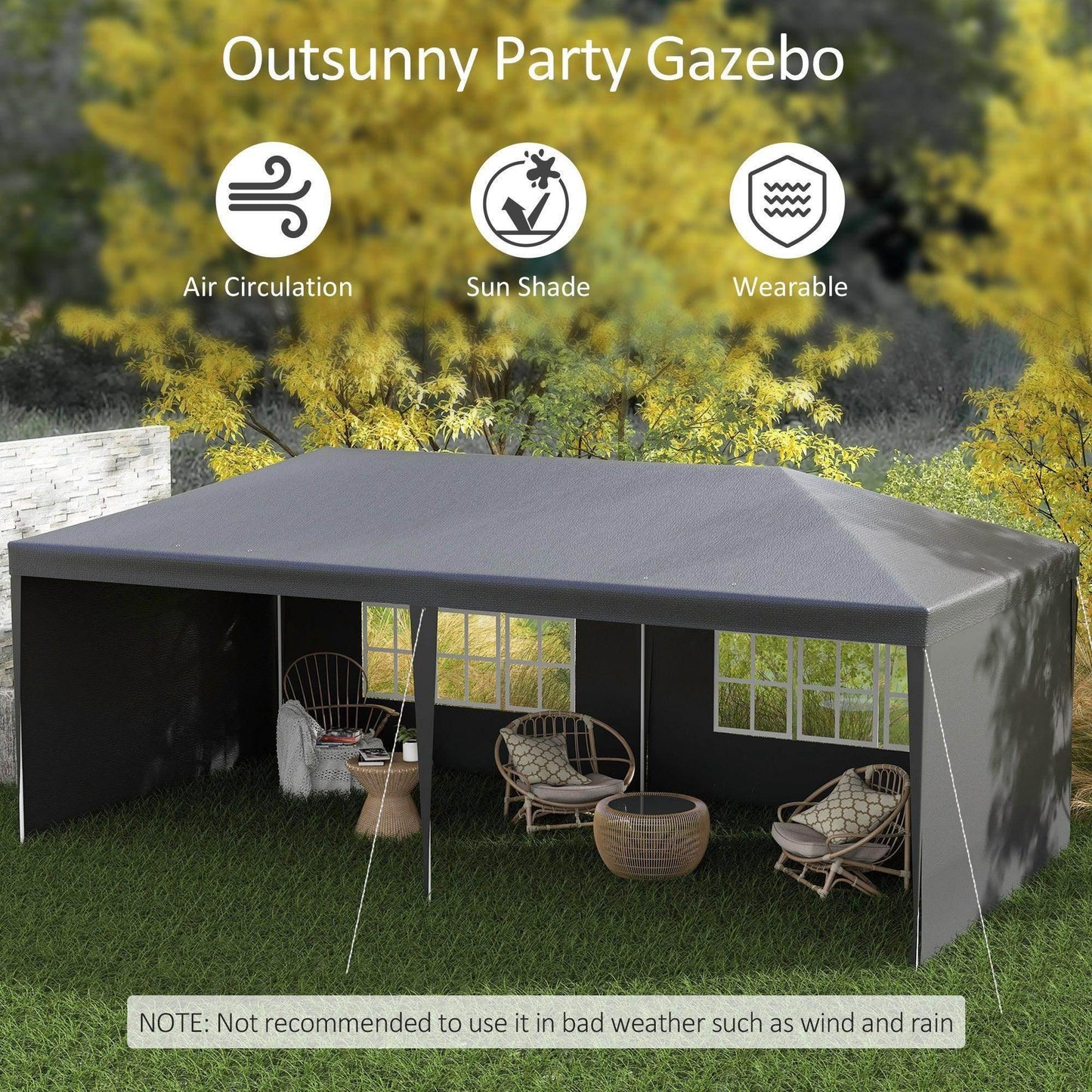Outsunny 6x3m Outdoor Party Tent - ALL4U RETAILER LTD