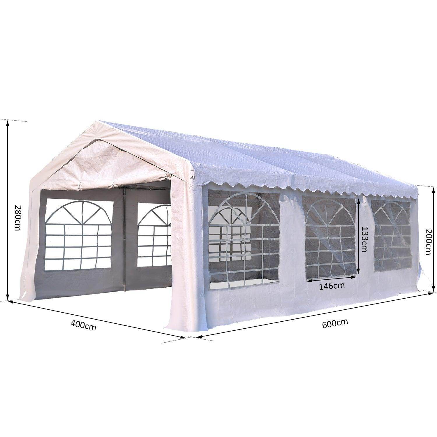 Outsunny 6x4m White Gazebo with Steel Frame - ALL4U RETAILER LTD