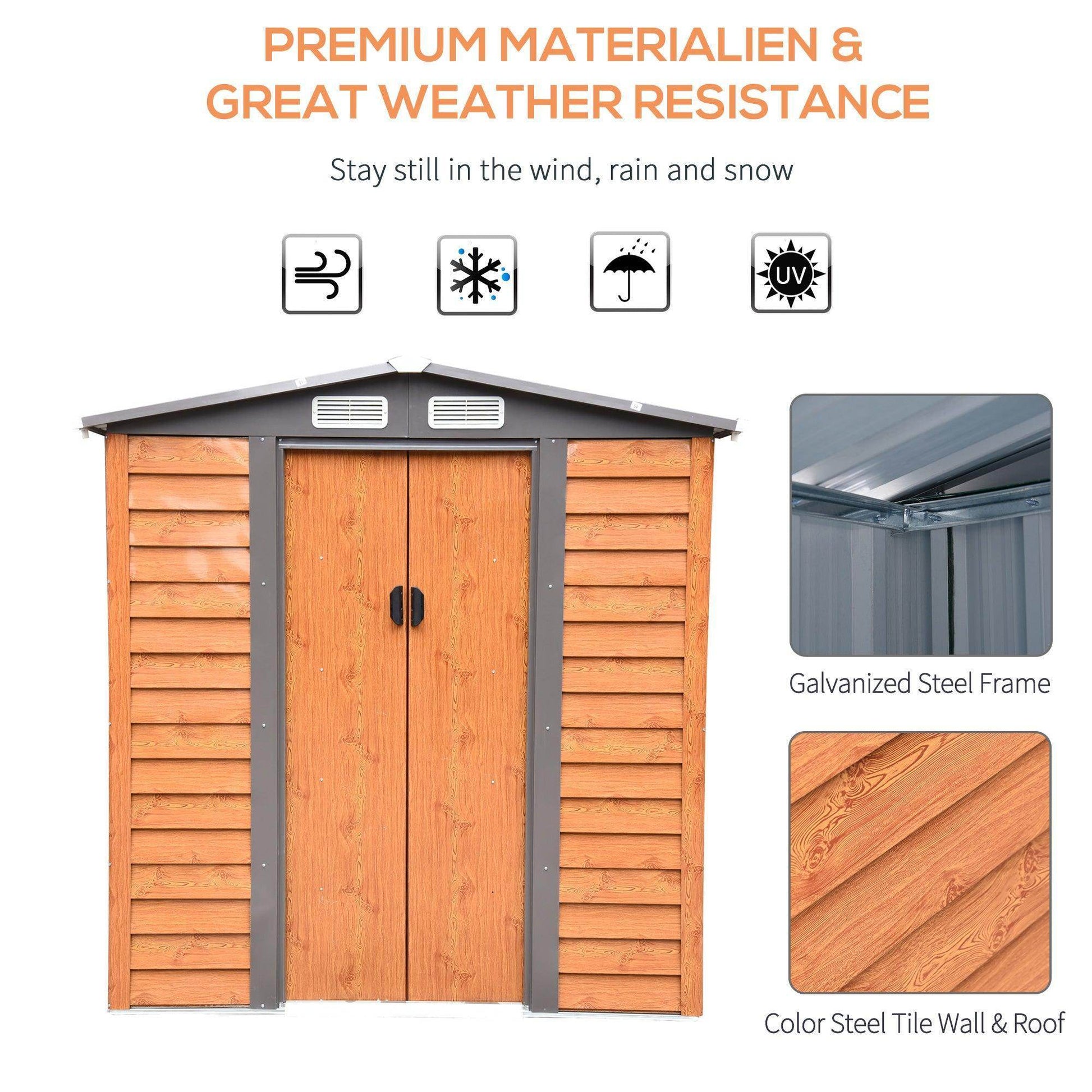 Outsunny 6x5 ft Garden Shed with Foundation - ALL4U RETAILER LTD