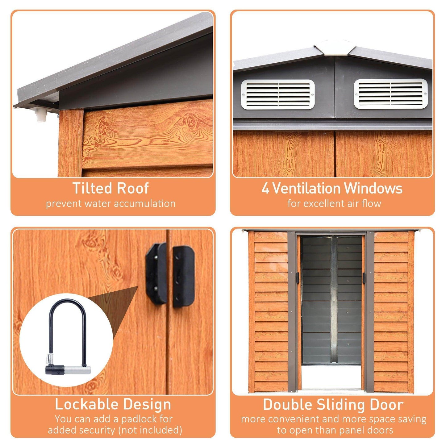 Outsunny 6x5 ft Garden Shed with Foundation - ALL4U RETAILER LTD