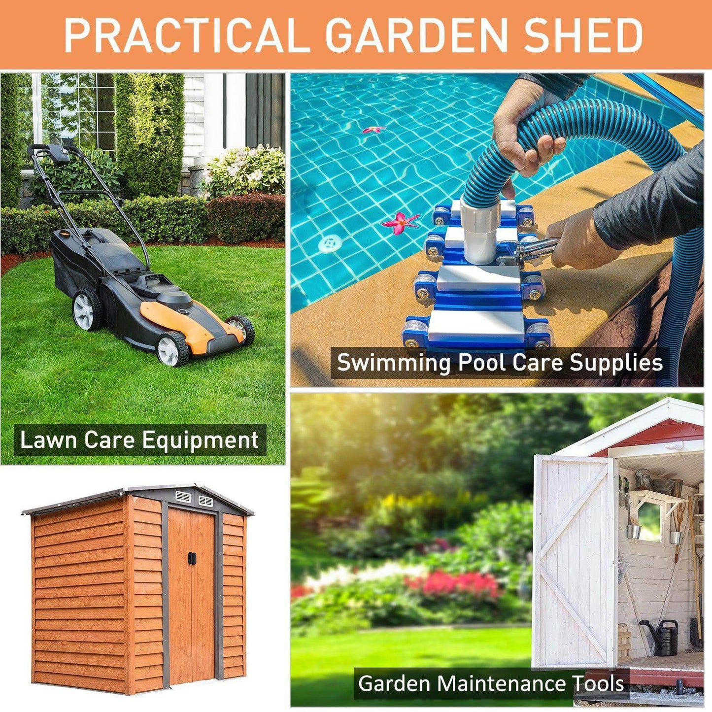 Outsunny 6x5 ft Garden Shed with Foundation - ALL4U RETAILER LTD