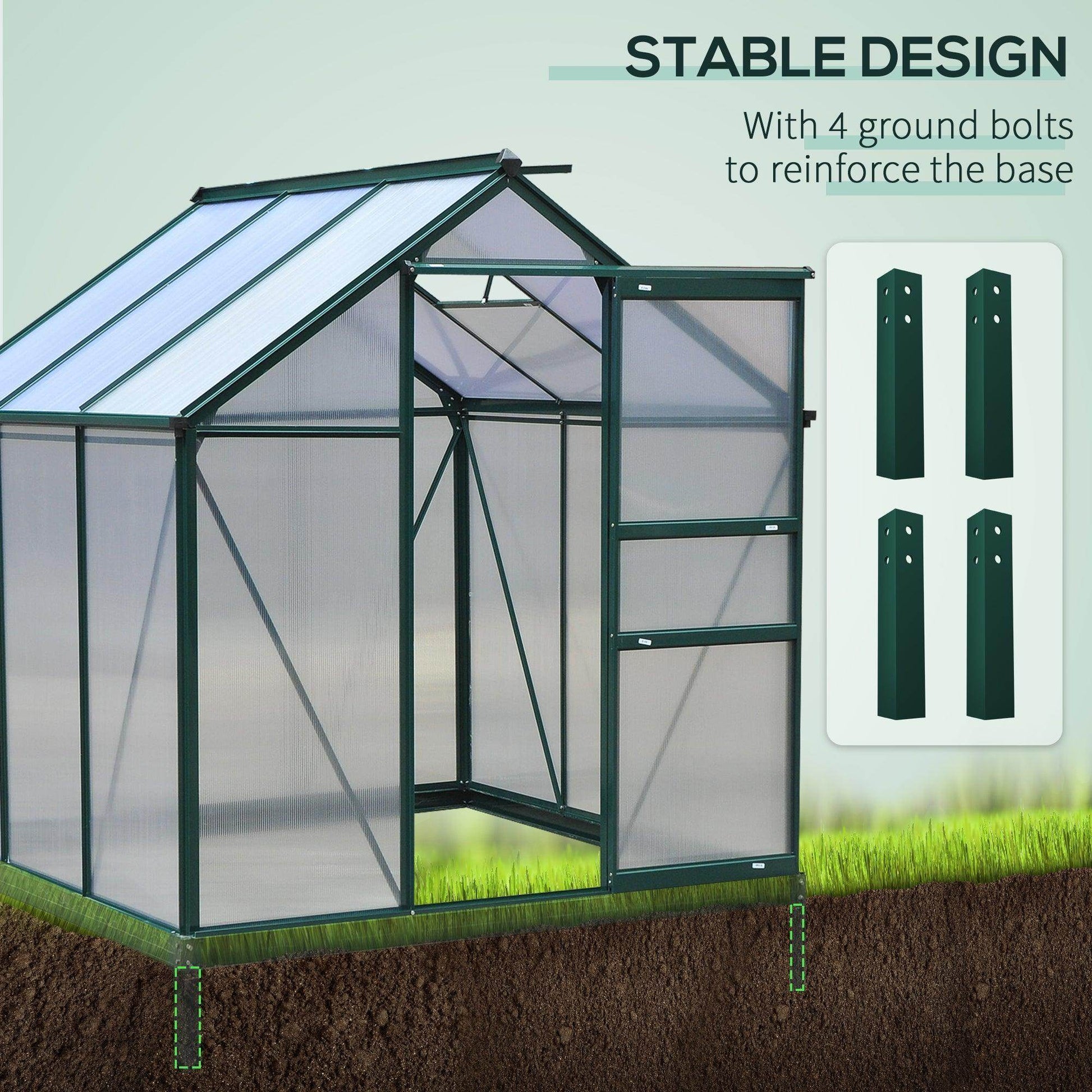 Outsunny 6x6ft Greenhouse with Slide Door - Durable and Spacious - ALL4U RETAILER LTD
