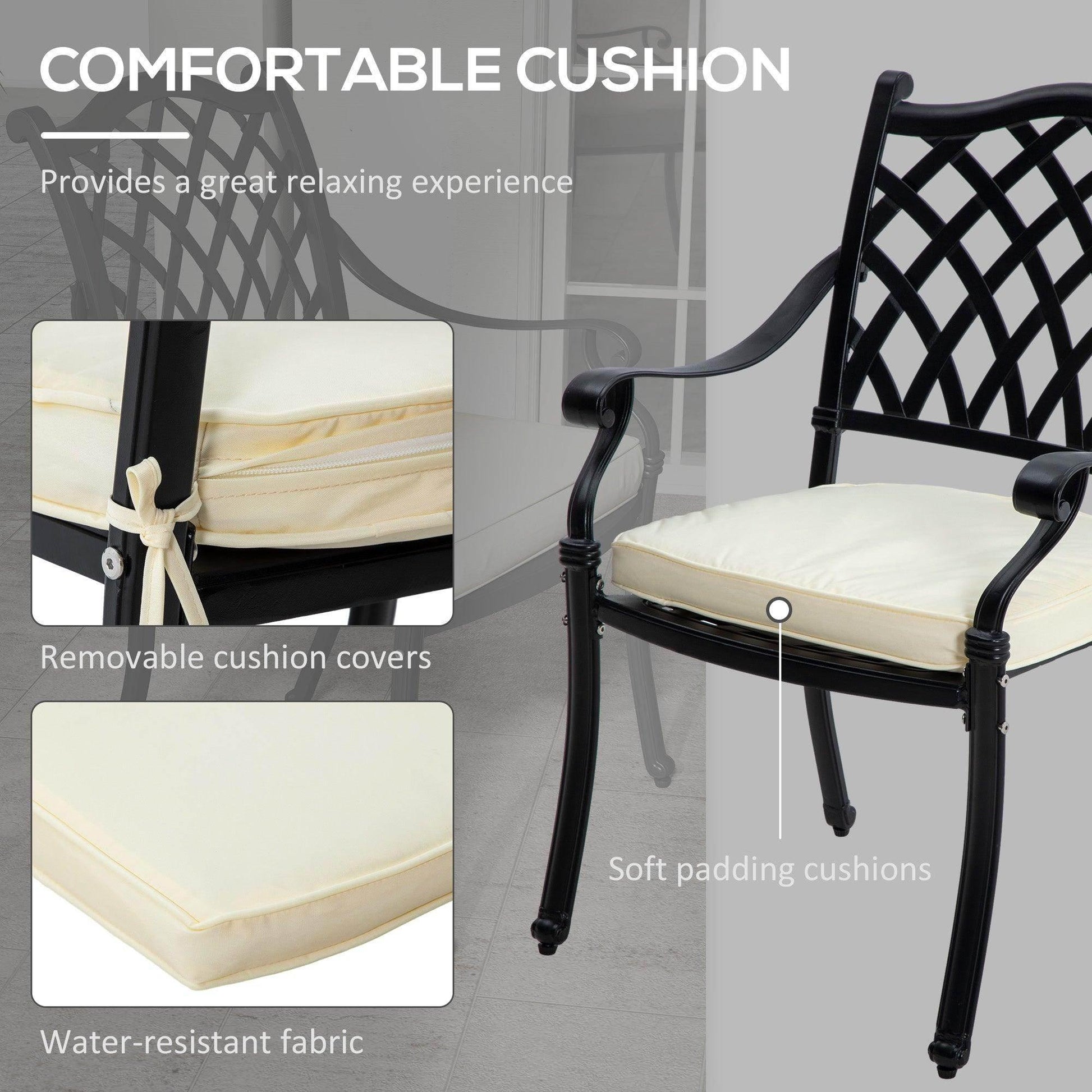 Outsunny 7 Pieces Aluminium Patio Dining Set with Umbrella Hole Black - ALL4U RETAILER LTD