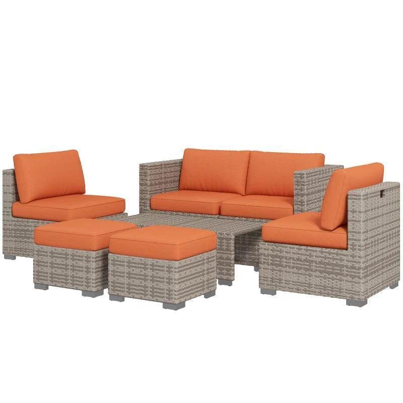 Outsunny 8-Piece Outdoor Patio Furniture Set - Rattan Sofa Set with Footstools and Coffee Tables for Stylish and Comfortable Outdoor Living - ALL4U RETAILER LTD
