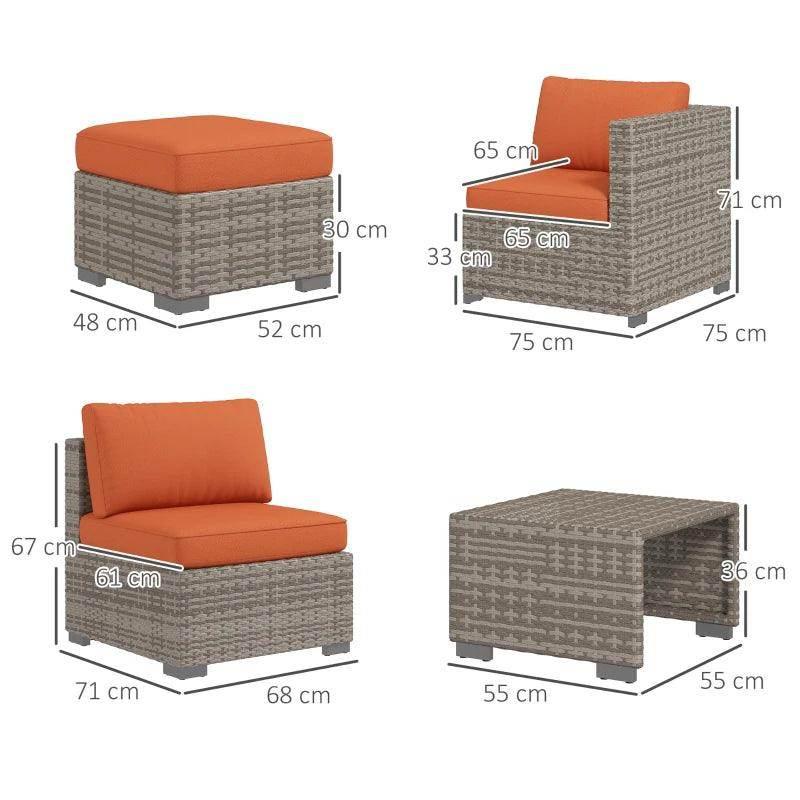 Outsunny 8-Piece Outdoor Patio Furniture Set - Rattan Sofa Set with Footstools and Coffee Tables for Stylish and Comfortable Outdoor Living - ALL4U RETAILER LTD