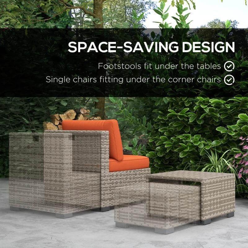 Outsunny 8-Piece Outdoor Patio Furniture Set - Rattan Sofa Set with Footstools and Coffee Tables for Stylish and Comfortable Outdoor Living - ALL4U RETAILER LTD