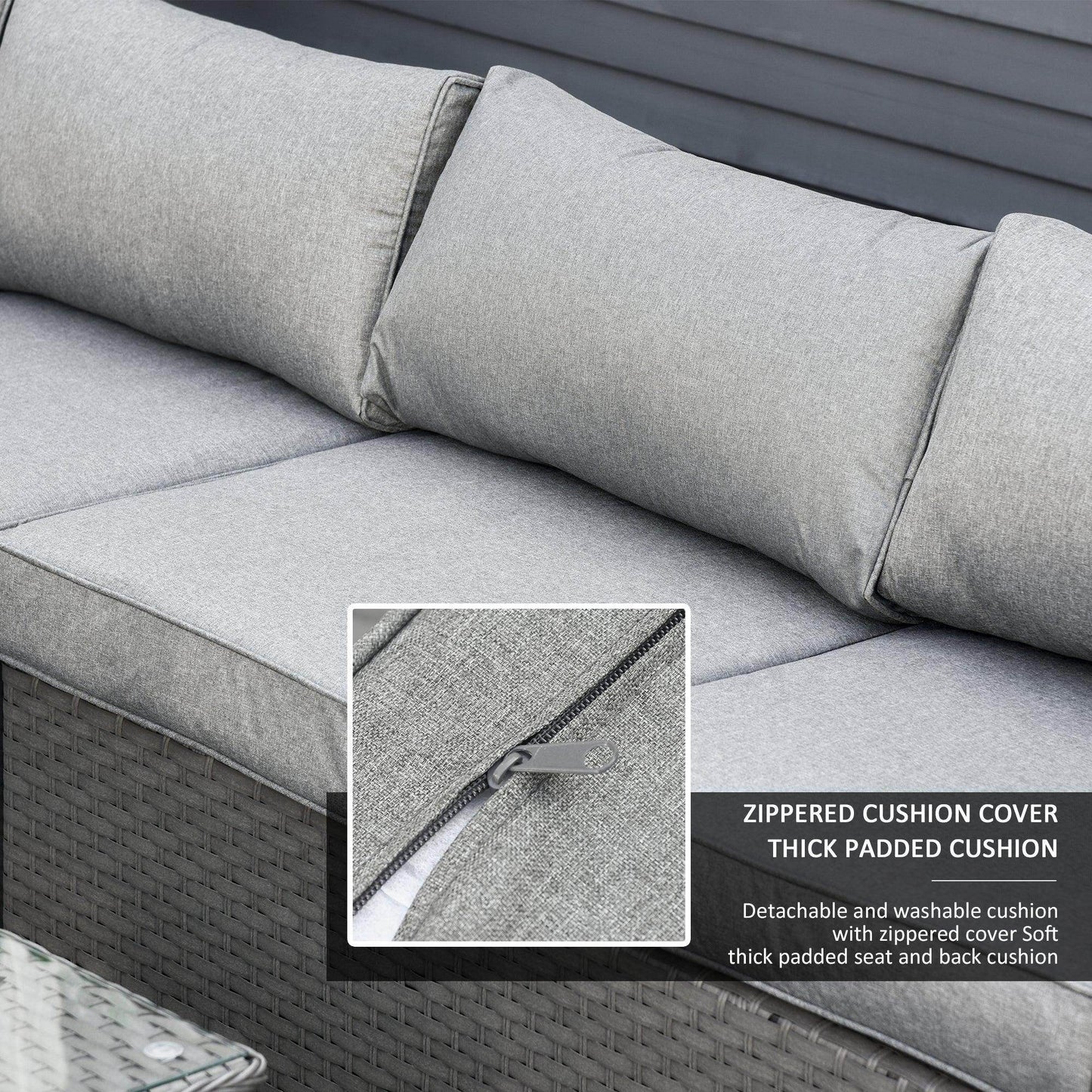 Outsunny 8-Seater Rattan Outdoor Sofa Set - Grey - ALL4U RETAILER LTD