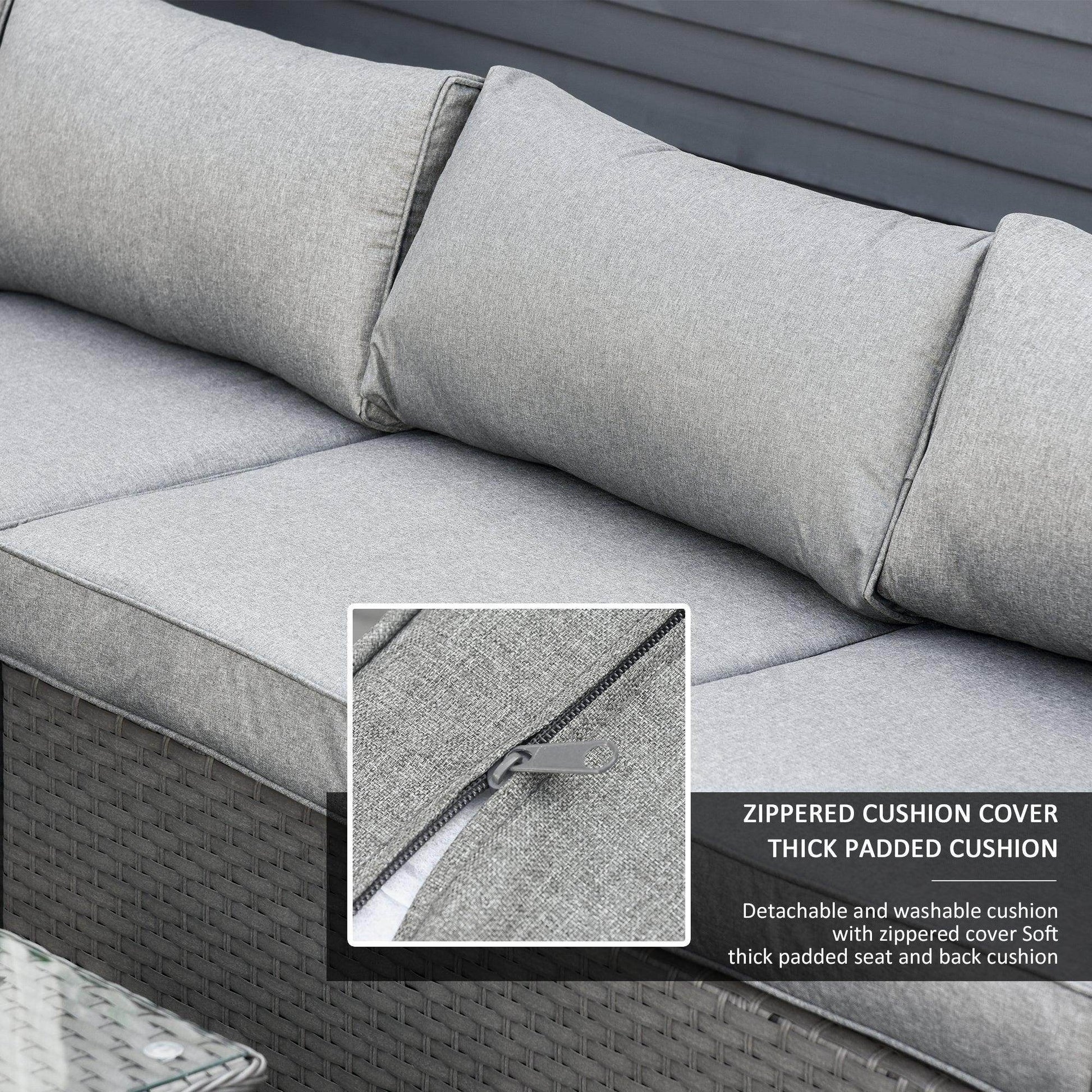 Outsunny 8-Seater Rattan Outdoor Sofa Set - Grey - ALL4U RETAILER LTD