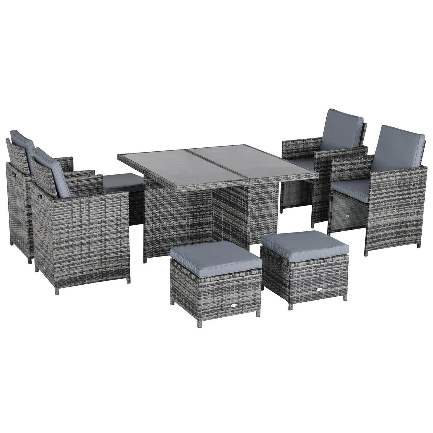 Outsunny 9PC Rattan Dining Set - Grey - ALL4U RETAILER LTD
