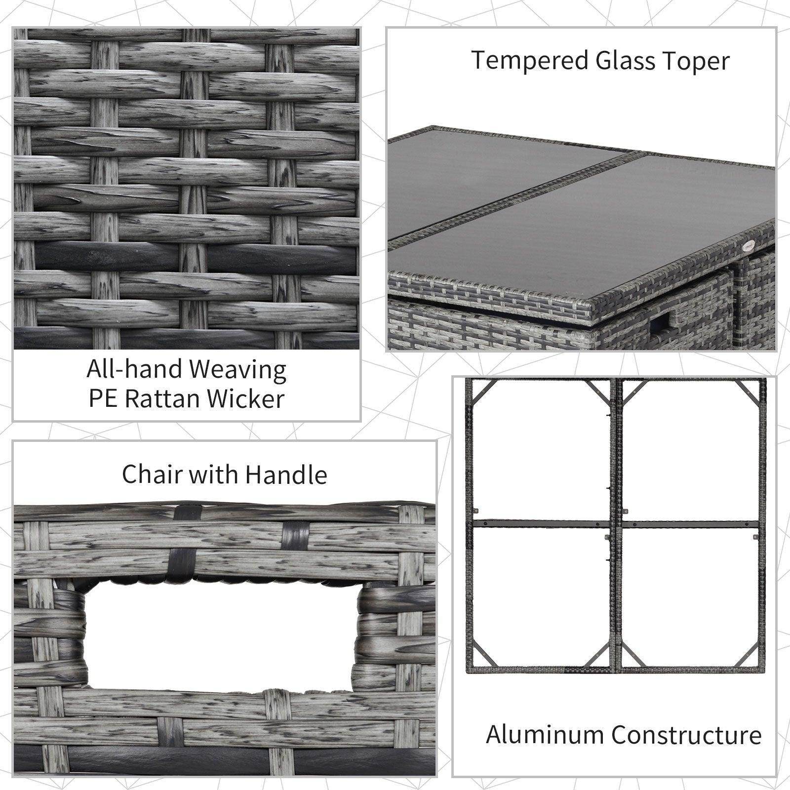 Outsunny 9PC Rattan Dining Set - Grey - ALL4U RETAILER LTD