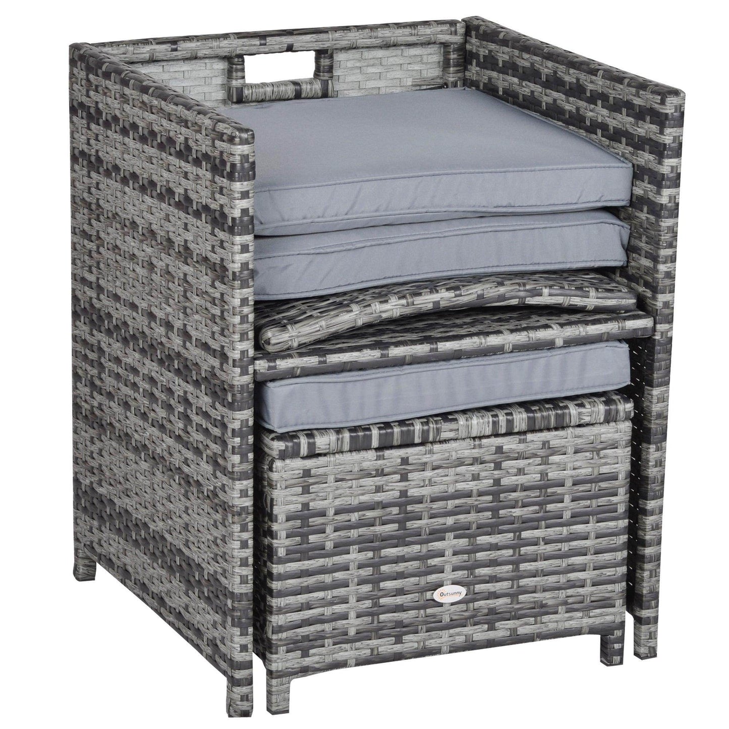 Outsunny 9PC Rattan Dining Set - Grey - ALL4U RETAILER LTD