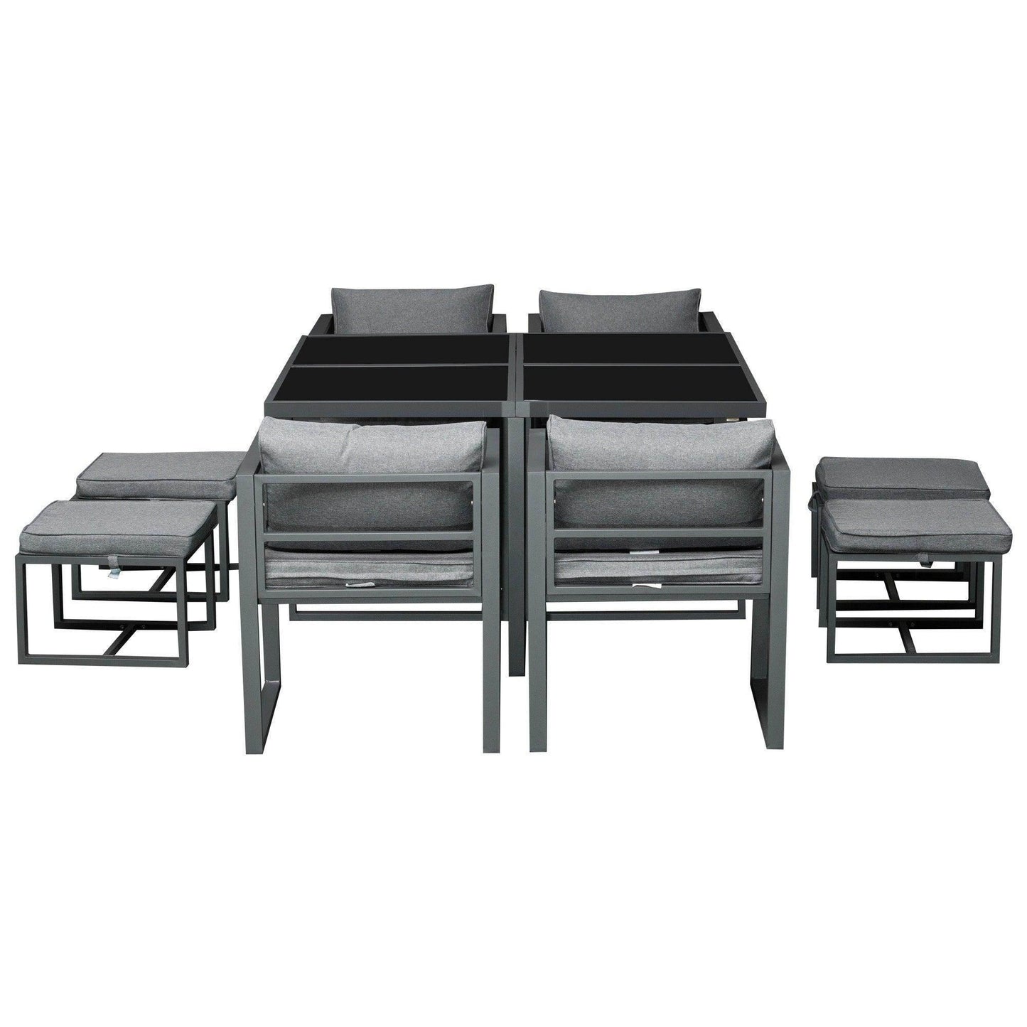Outsunny 9PCs Outdoor Patio Dining Set with Cushioned Seating - ALL4U RETAILER LTD