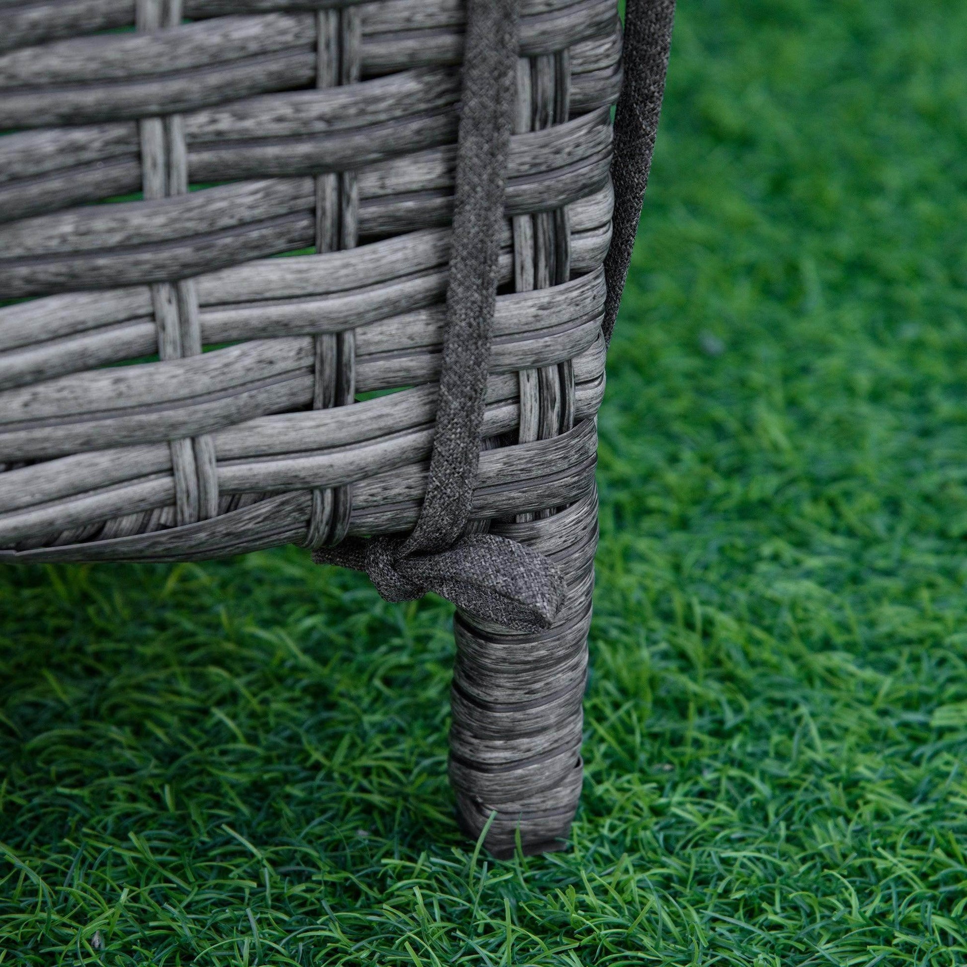 Outsunny Adjustable Rattan Sun Lounger - Elegant Grey - ALL4U RETAILER LTD