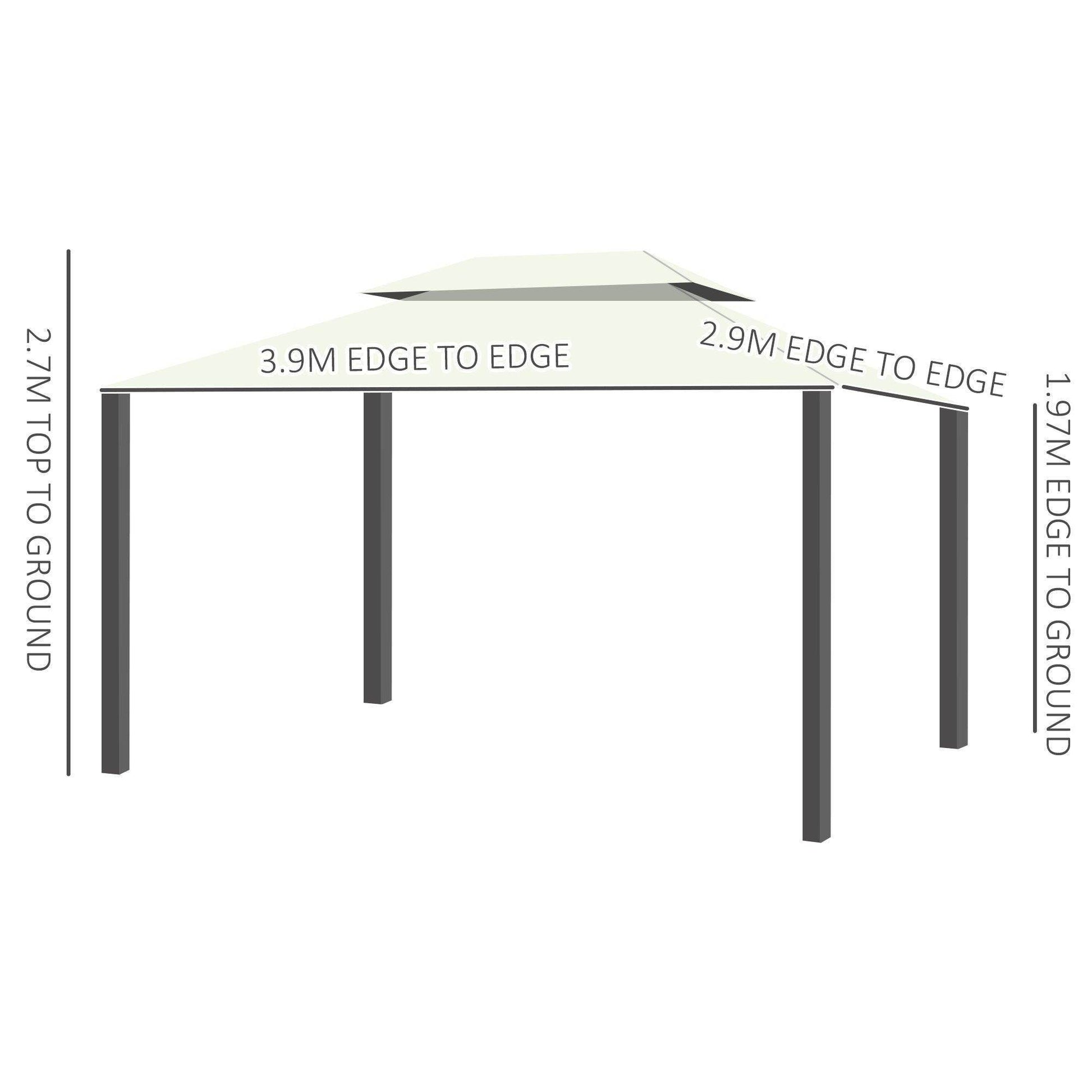 Outsunny Aluminium Gazebo Canopy with Nets and Sidewalls - ALL4U RETAILER LTD