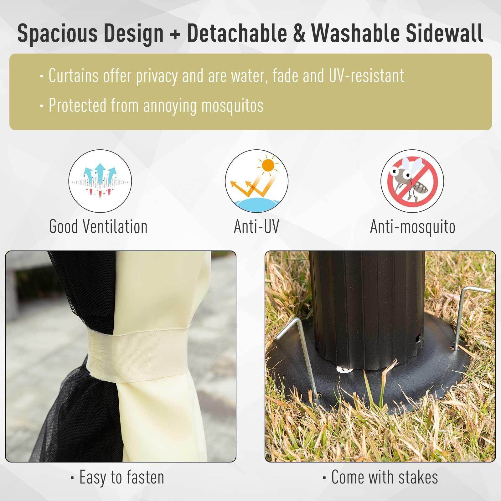 Outsunny Aluminium Gazebo Canopy with Nets and Sidewalls - ALL4U RETAILER LTD