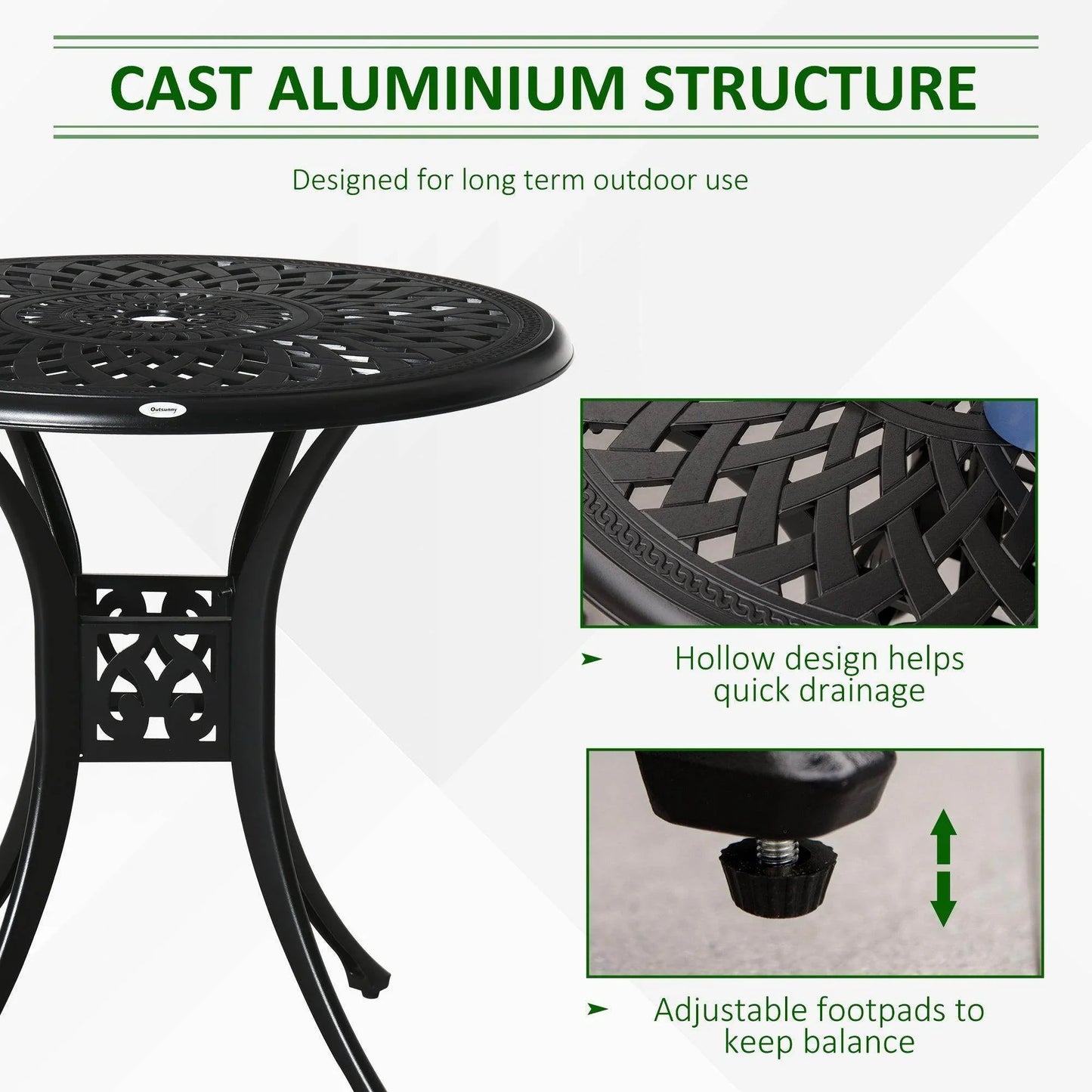 Outsunny Aluminium Outdoor Bistro Set with Table - ALL4U RETAILER LTD