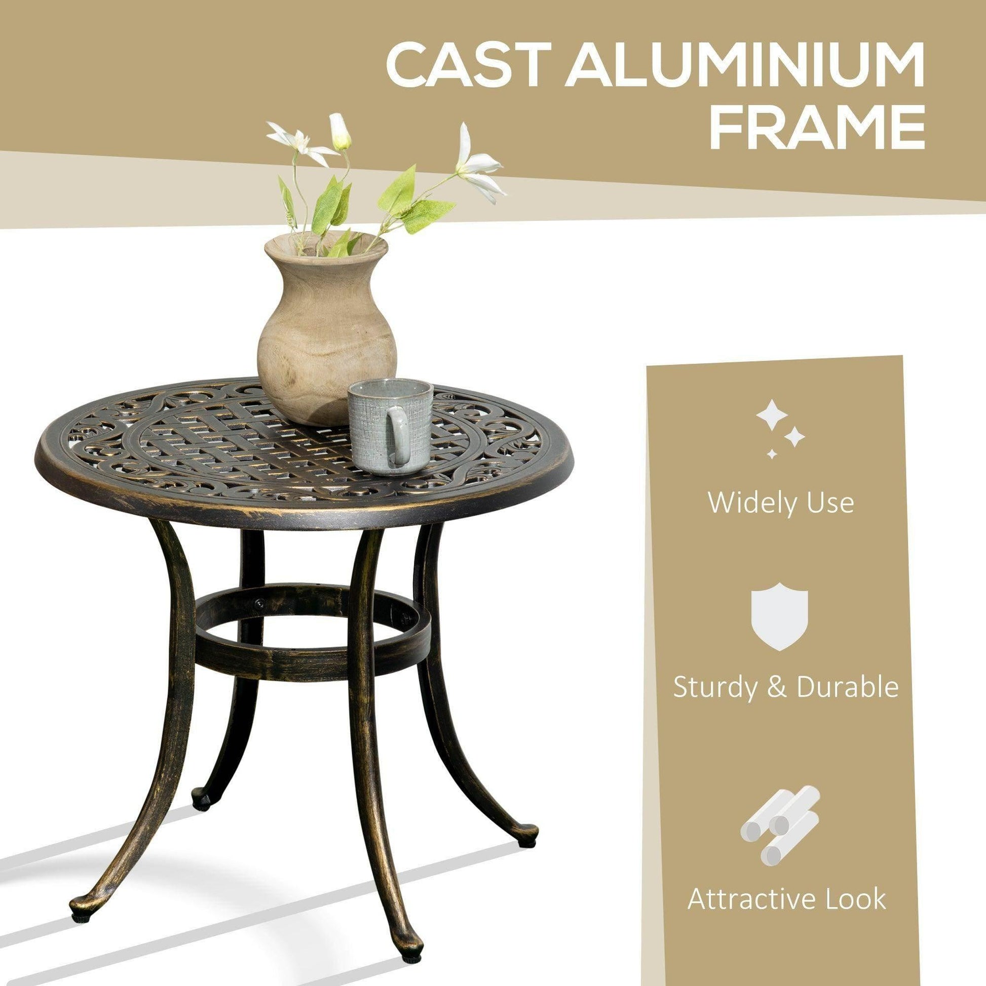 Outsunny Aluminum Patio End Table - Bronze - ALL4U RETAILER LTD