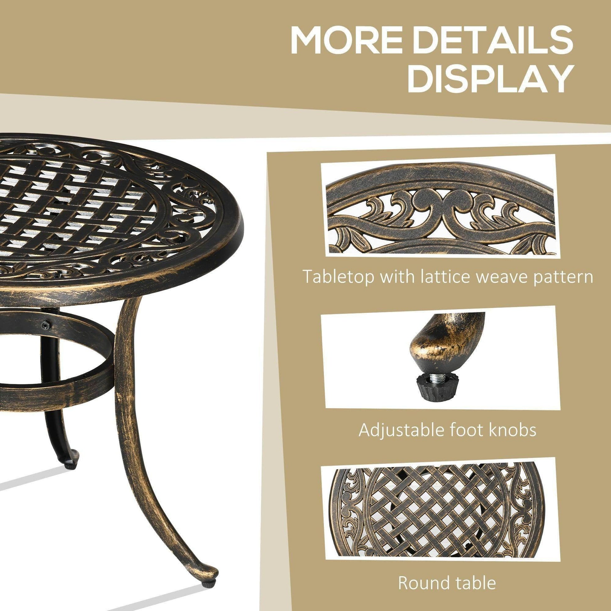 Outsunny Aluminum Patio End Table - Bronze - ALL4U RETAILER LTD