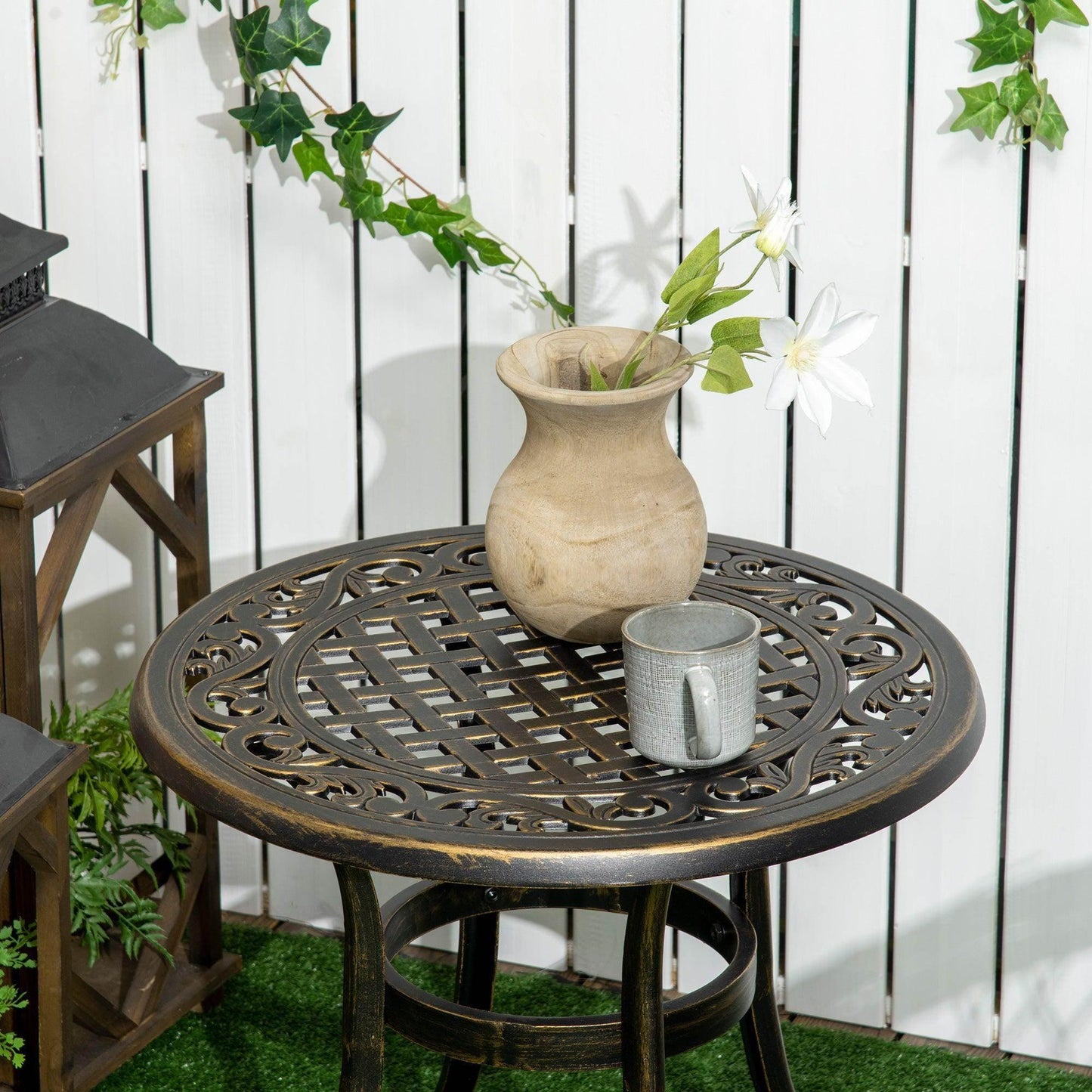 Outsunny Aluminum Patio End Table - Bronze - ALL4U RETAILER LTD