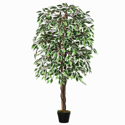 Outsunny Artificial Ficus Silk Tree - 5.2FT Height - ALL4U RETAILER LTD