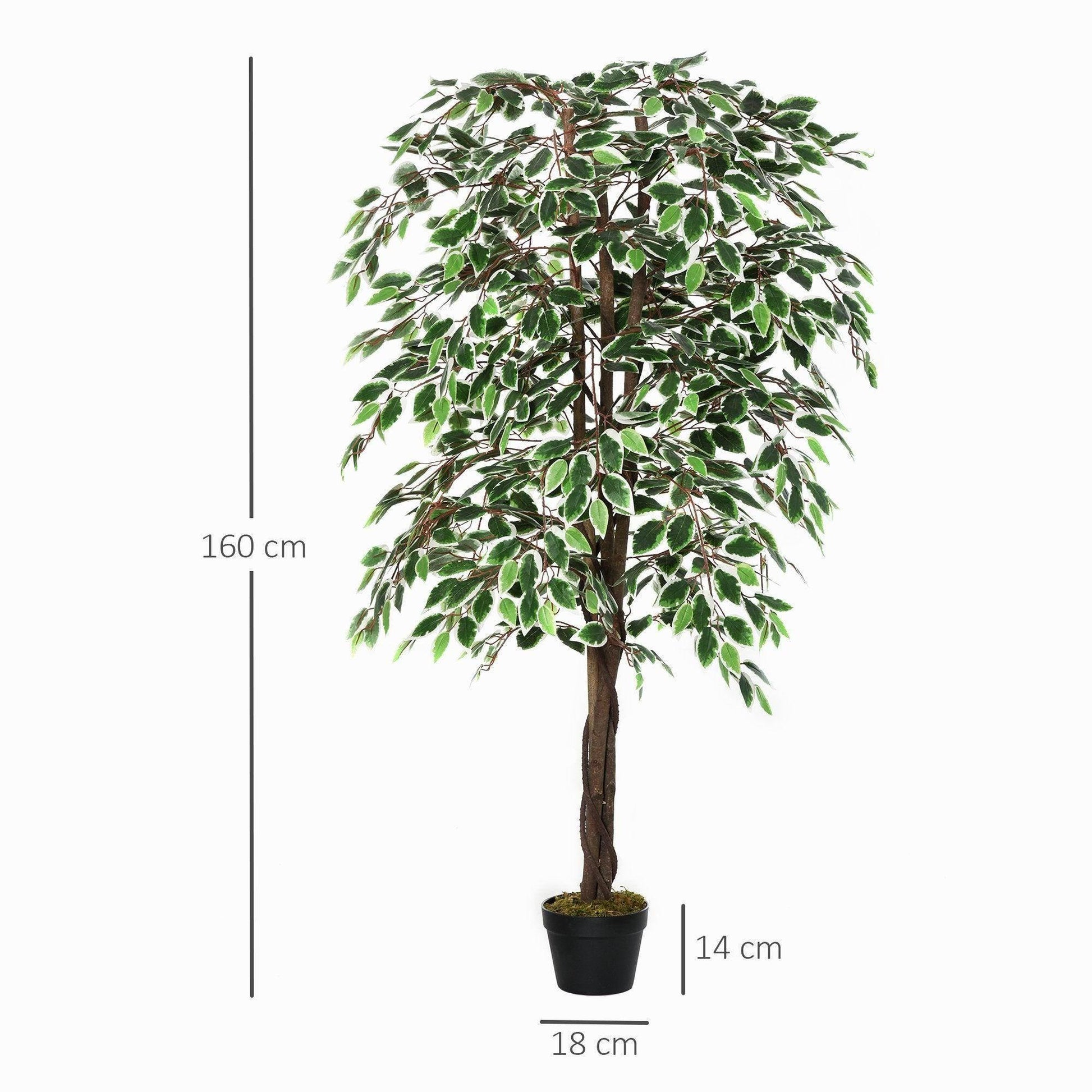 Outsunny Artificial Ficus Silk Tree - 5.2FT Height - ALL4U RETAILER LTD